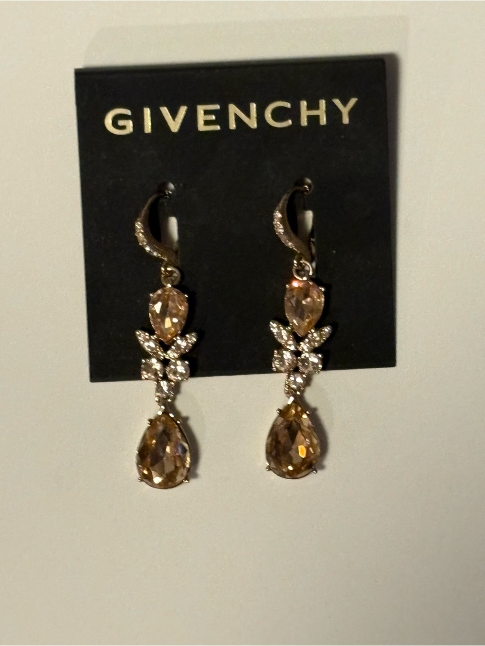 Givenchy Gold-Tone Teardrop Crystal Dangle Earrings